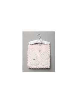 Couverture polaire bébé rose avec bulles - nounours et lapin  - 75x75cm