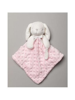 Doudou lapin rose avec attache tétine - bébé -
